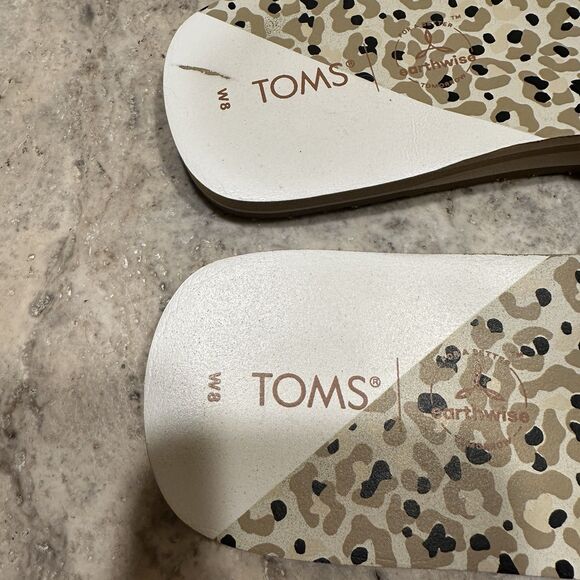 Tom’s Carly Slides White Sandals Womens Size 8 Anima Print Soles - Picture 3 of 4